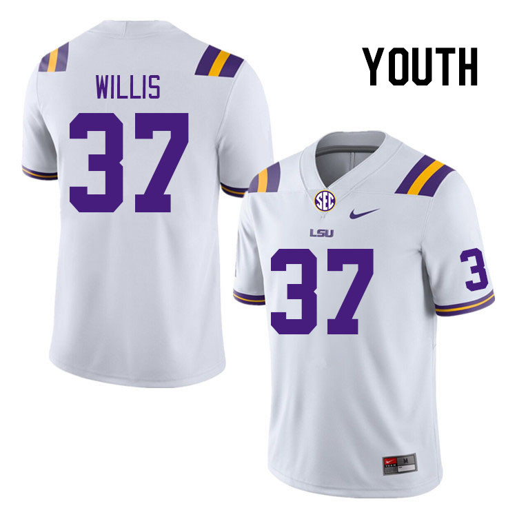 Youth #37 RJ Willis LSU Tigers College Football Jerseys Stitched-White
